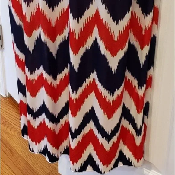 West Loop Size Large Red White Blue Print Maxi Dress NWT - Picture 11 of 15